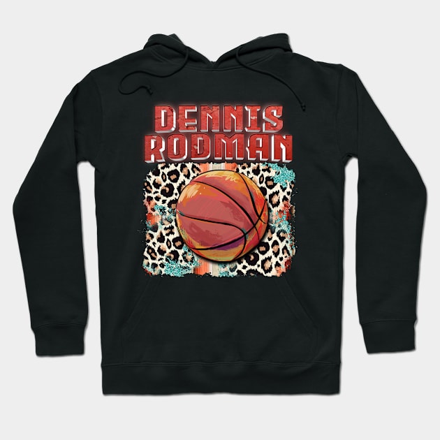 Retro Basketball Pattern Rodman Birthday Classic Colorful Sport Hoodie by Samuel Young Shop